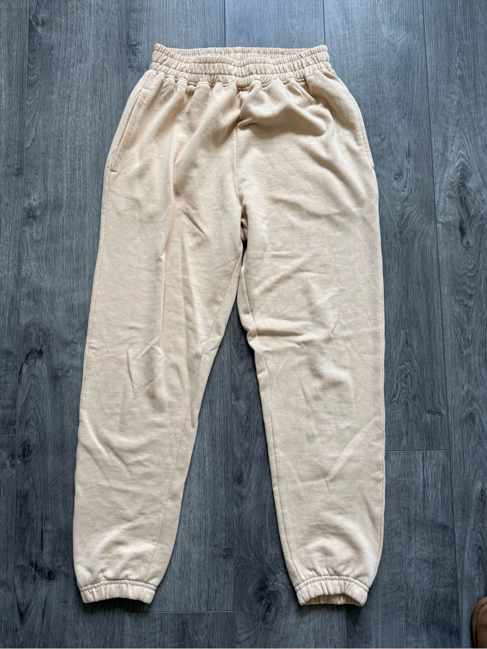 Missguided Petite Cream Ribbed Lounge Sweatpants